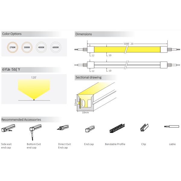 1010 Side Bend Series High Efficacy Neon LED Strip 24V 2835 120° 3000K 4000K 6000K RGBW