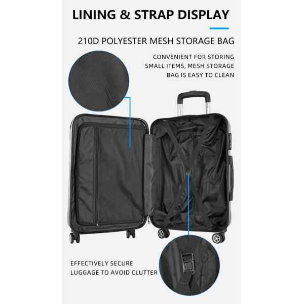 Ensemble de bagages 3 pièces légère durable coque dure Valide ensemble avec verrou normal double roue à rotor