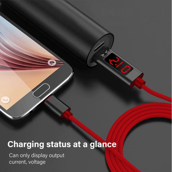 2.4A Type C mobile phone nylon data cable,1.2M Voltage and current intelligent