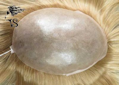 Blonde Silky Straight Toupee Hair Replacement System For Super Thin Skin Men