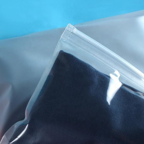 One side transparent one side frosted bag clothing packaging bags plastic zip lock clear plastic bag with zipper