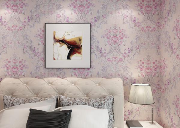 Beautiful Floral Pattern Country Style Wallpaper Embossed for Bedroom 0.53*10M