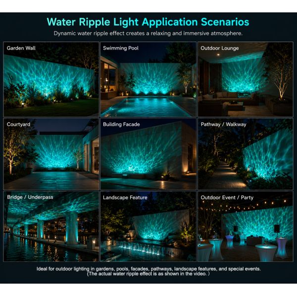 120W Outdoor Water Ripple Light LED Linear Bar RGBW Wave Effect Wall Washer Landscape Lighting