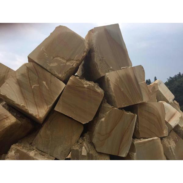 Wooden vein Sandstone natural sawn cut bushhammered honed tile slabs