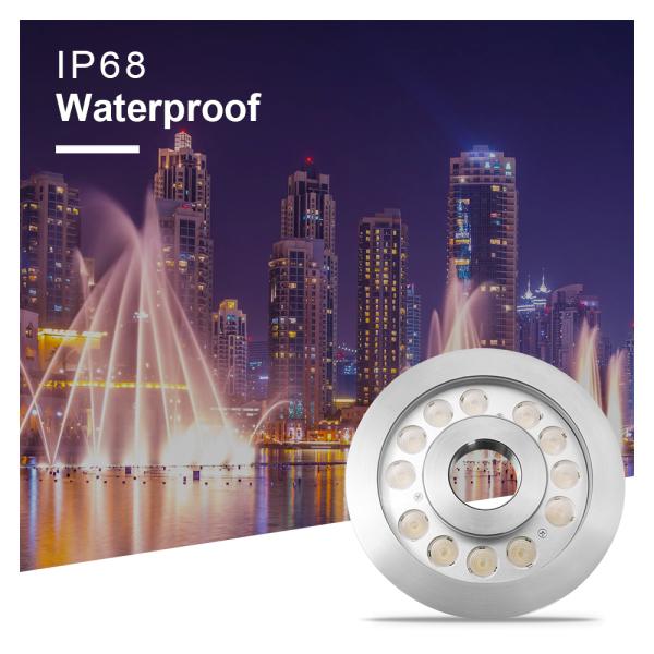 Luz de anel de fonte LED IP68 24W Luz subaquática de aço inoxidável
