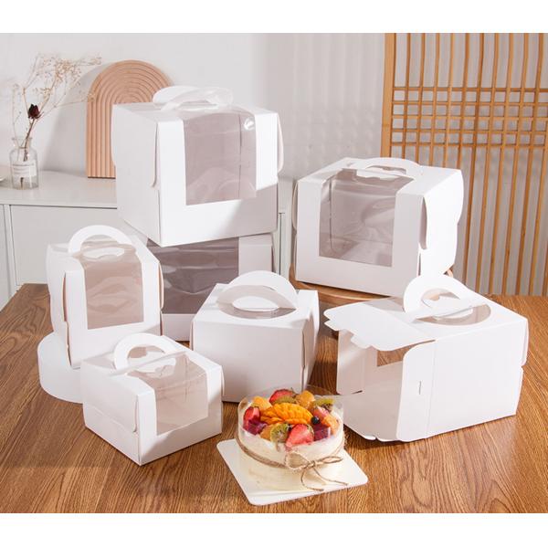 Белое открытое окно 3-дюймовое 4-дюймовое 6-дюймовое 8-дюймовое коробка для торта из неокрашенной бумаги