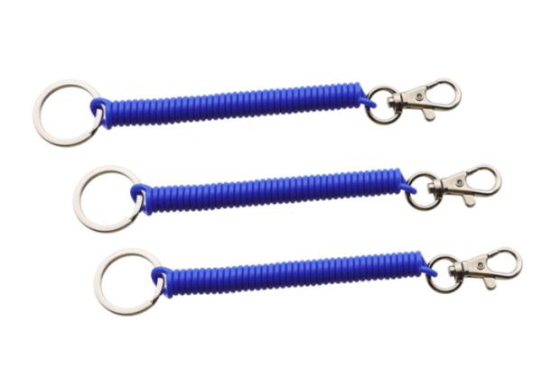 PU TPU Spring Coil Lanyard Plastic Expanding Heavy Duty Loster Claw Flat Key Ring