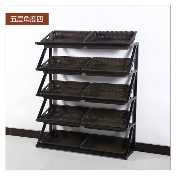 Supermarket Exhibition Wooden Fruit and Vegetable Storage Rack with Customized Design