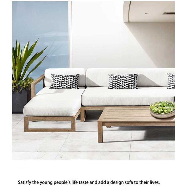 Luxury Teak Outdoor Furniture Patio Couch Modern Resort Outdoor Lounge Sofa Set