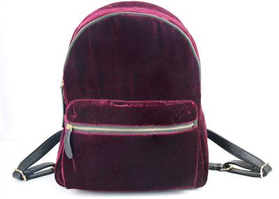 Velvet Casual Lightweight Nylon Backpack , Flannel Ladies Mini Backpack With Mochila Zipper