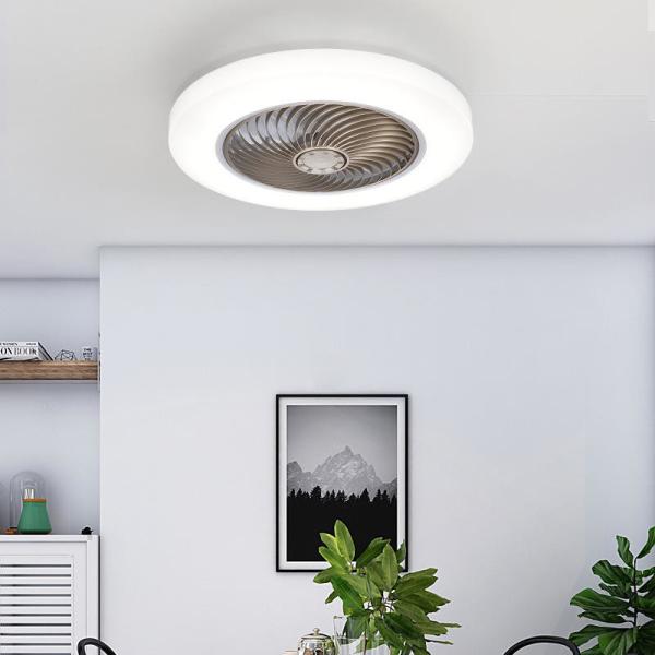 Fabricación de ventiladores de techo inteligentes con luces de control remoto lámpara de decoración de dormitorio de 52 cm cuchillas invisibles de aire retráctiles silenciosas