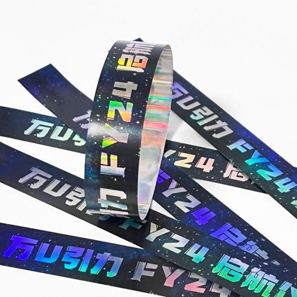 Factory Custom Laser Glitter Pulseira Eventos Concertos Festival Neon Rainbow Laser Brilhante Laser Pulseira de papel promocional