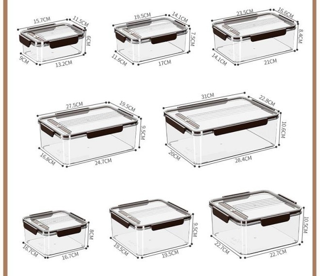 Crisper Bento Style Acrylic Food Storage Box Food Grade Clear Organizer for Fruits Vegetables Frozen Foods Refrigerator
