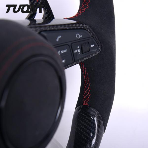 Black Suede Leather Carbon Steering Wheel Audi R8 TTRS A3 A4 A5 RS3 Plane Shape