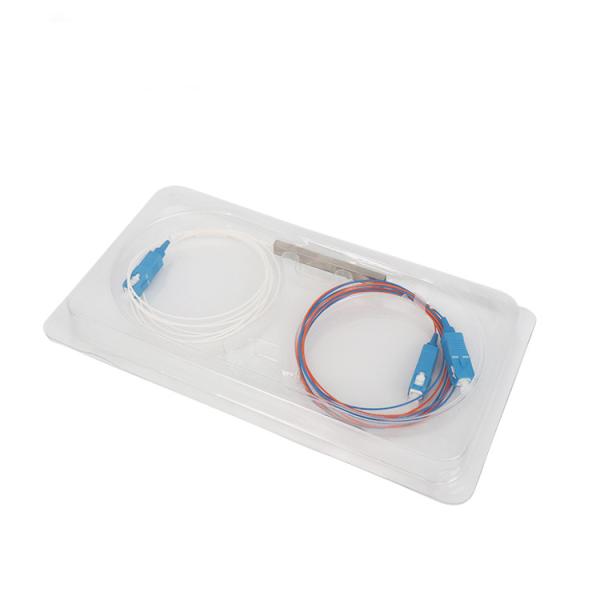 Divisor de aço do Plc da fibra ótica 1x2 do PVC G657A1 0.9mm 1m SC/APC do tubo