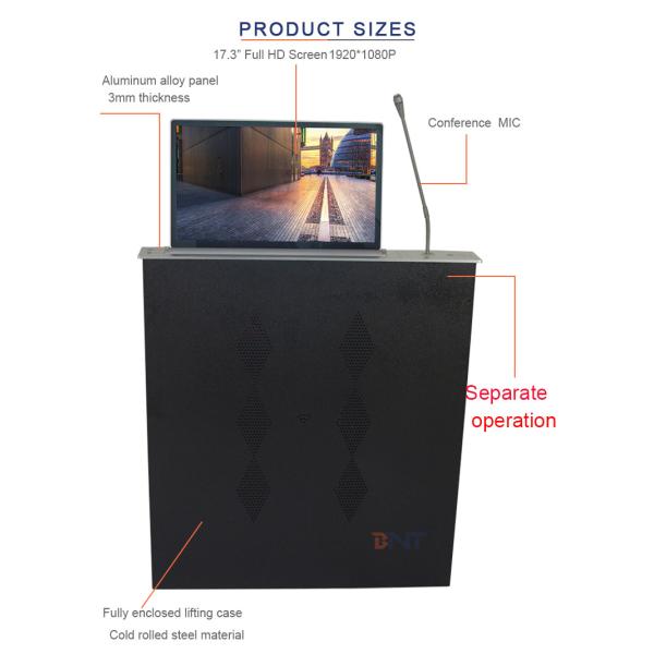 17.3 Inch Computer Screen Lift , Ultra Thin Table Monitor Motorised Lifter