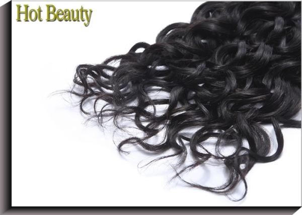 Full Tightened Water Wave Virgin Human Hair Extensions Healthy Natural Black 100G