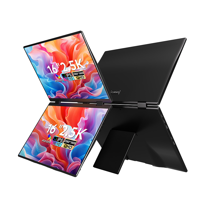Folding Computer Monitor 2.5K QHD IPS 16:10 Travel Dual Monitor For Laptop