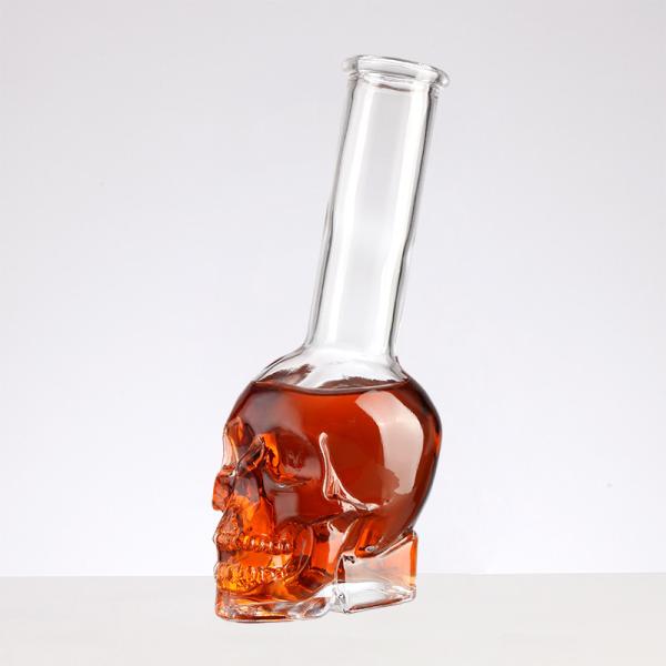 Glass Collar 300ml/500ml Longneck Skull Wine Bottle for Decorative in Colors Request