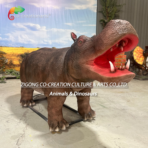 Realistic Animatronic Animals Simulated Hippo For Zoo Park Decoration