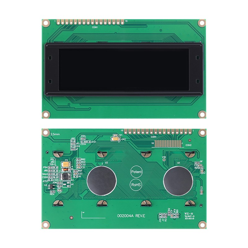 OLED002004A Black Film,Character LCD Module, WS0010-TX Controller, Parallel Port Interface, 77x25.2mm View Size, Working Temperature -40+80 Display