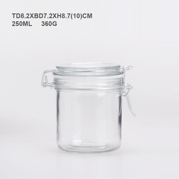 Airtight Seal Empty Glass Jars 250ML Volume Storage Jars with Clip Lid