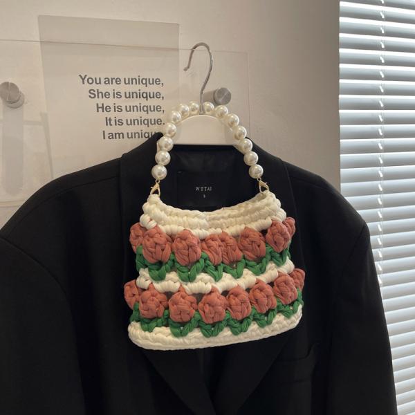 Handmade Woven Crochet Knitted Shoulder And Sling Bags For Women Custom Logo Accepted