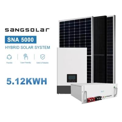 Sangsolar 5kw Off Grid Sistema de energía solar híbrido todo en un solo almacenamiento de fase única para 5kw Sistema de energía solar
