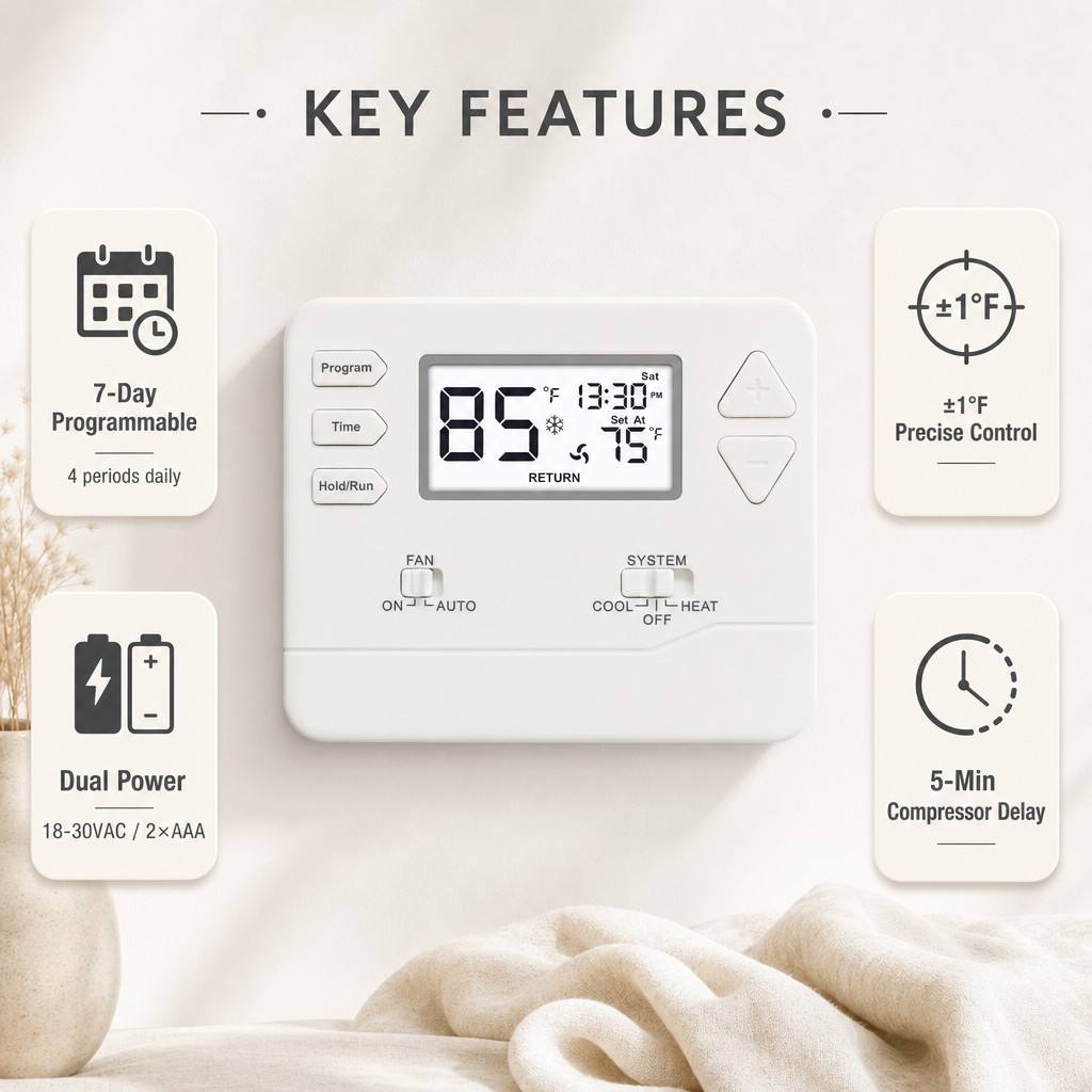 Miuputake 7 Day Programming Electronic Room Thermostat for Energy-Saving Temperature Management