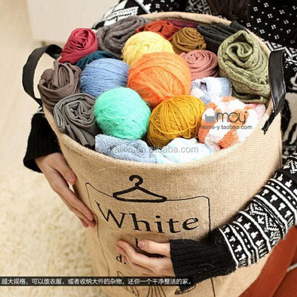 Dirty Cloth Organizer Foldable Laundry Basket 41*33cm Jute Receive Basket