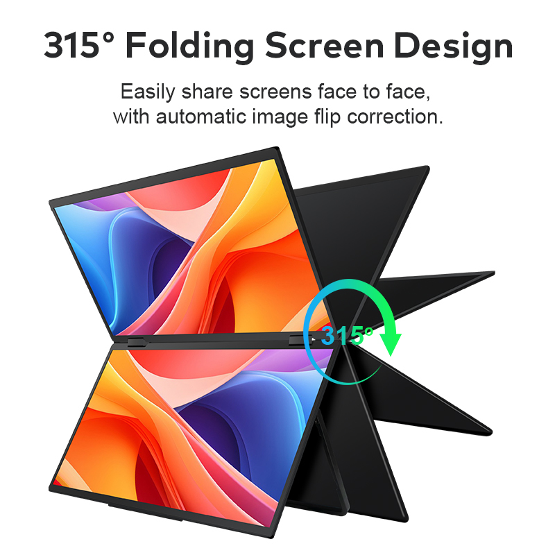 Folding Computer Monitor 2.5K QHD IPS 16:10 Travel Dual Monitor For Laptop