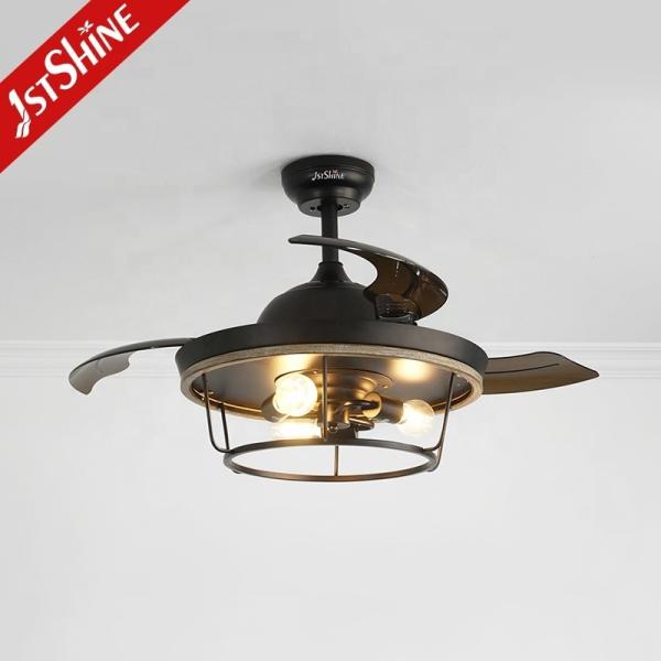 Luz LED e ventilador de teto com controle remoto com corpo de lâmpada de metal