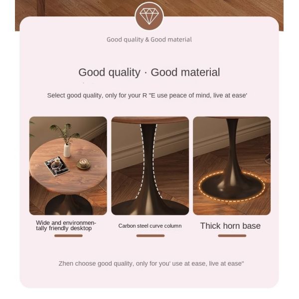 Living Room Coffee Table Household Small Round Table Coffee Table Tulip Design Durable Corner Table with Carbon Steel Frame