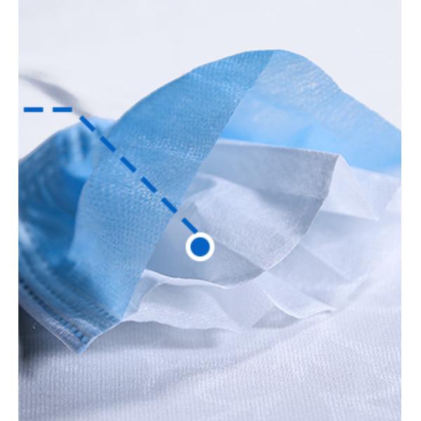 3 ply Nonwoven Blue white Medical Surgical Face Mask For Bacteria prevention