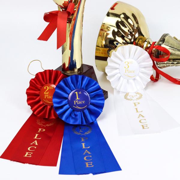 Бело-синие предварительно сделанные атласные луки Медаль атласные луки для ремесла