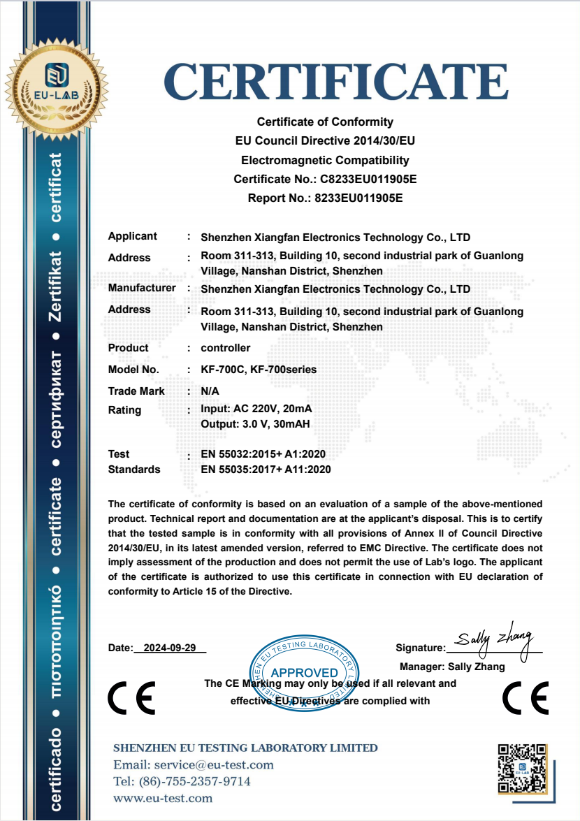 Shenzhen Xiangfan Electronics Technology Co., Ltd. Certifications