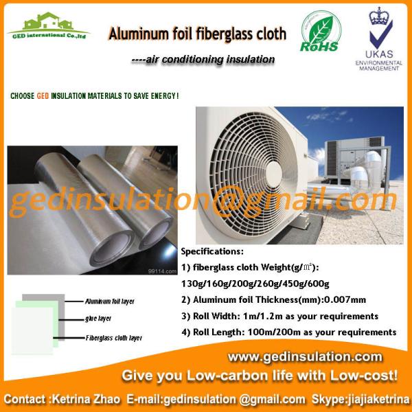 Aluminum foil laminated 130g fiberglass cloth as air conditioning duct insulation