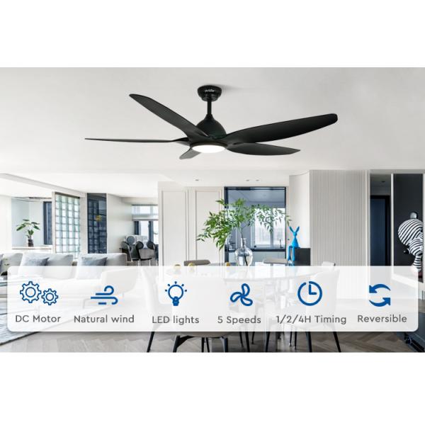 led ceiling fan fã de teto 60inch de baixo nível de ruído 38W com controlo a distância bem escolhido de 5 velocidades