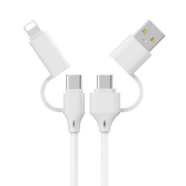 Black /White Color 4 In 1 TPE USB Cable 3A CC60W / CL27W Length 1m Charging Cable