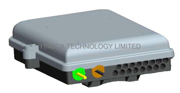 2In 16Out Fiber Access Terminal Box, Uncut Cable Termination Box for PLC Splitter Black Plastic