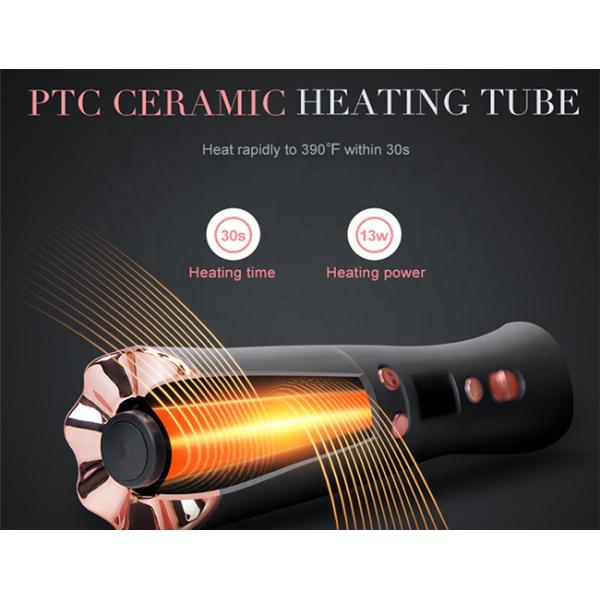 Rotating Ceramic Wireless Hair Curler Portable 6 Temperature LCD Display