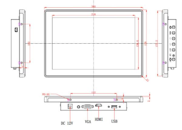 10,1 polegadas PCAP encaixaram a exposição 1280x800 do monitor do toque para o dispositivo médico