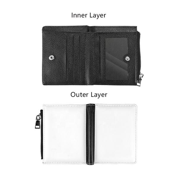 PU Leather Mens Personalized Bifold Wallet Sublimation Coin Bag