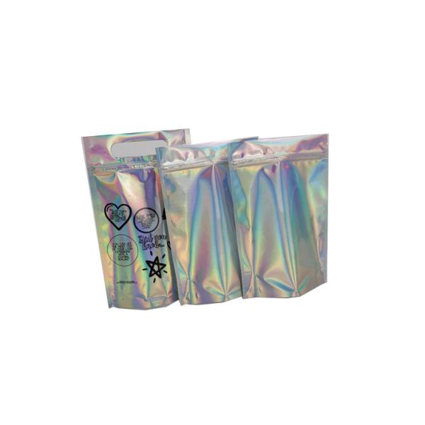 O cosmético cosmético do zíper da impressão ensaca o empacotamento Ziplock da folha plástica do holograma de Mylar