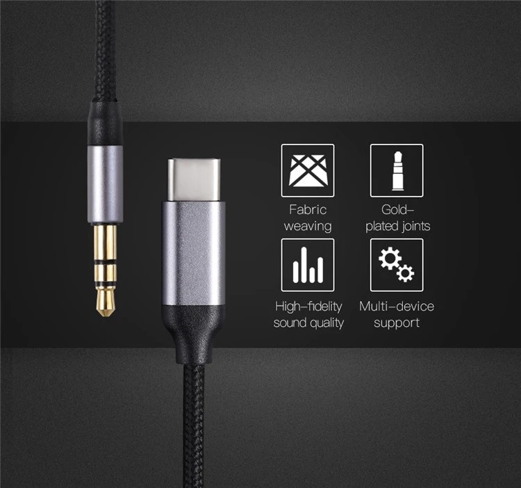 тип кабеля c заряжателя USB 24g 100cm к кабелю 3.5mm аудио вспомогательному Джек