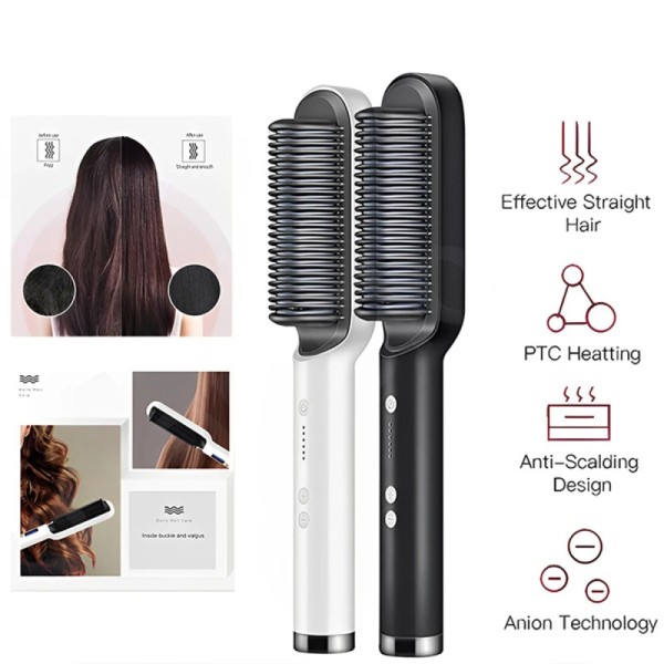 Electric Ceramic Hair Straightening & Curling Comb Portable Waterproof Hair Styling Tool for Hotel Use