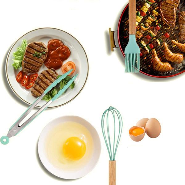 Silicone Kitchen Utensils with Wooden Handles 12 Pieces Cooking Tools Kitchenware