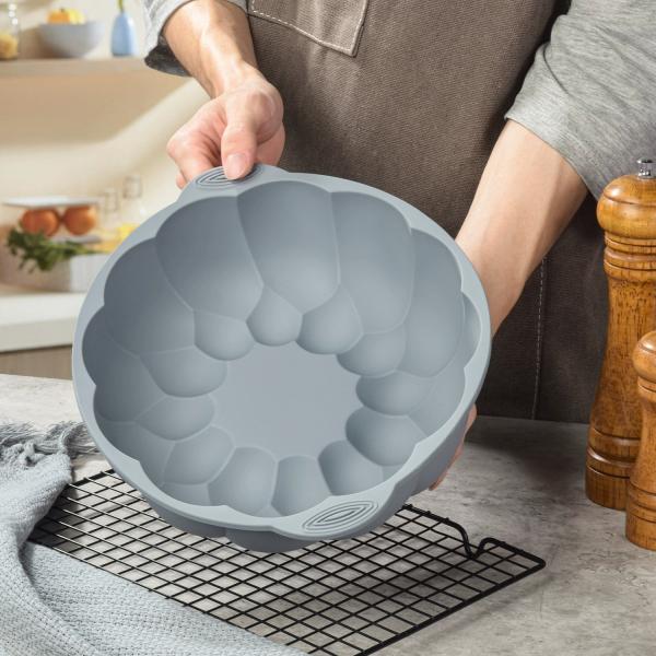 Silicone Baking Pan Set - 6PCS Stackable Non-Stick Bakeware Set With Grips & Metal Reinforced Frame: Round Cake Pan, Square Baking Pan, Bread Loaf Pan, & Muffin Molds