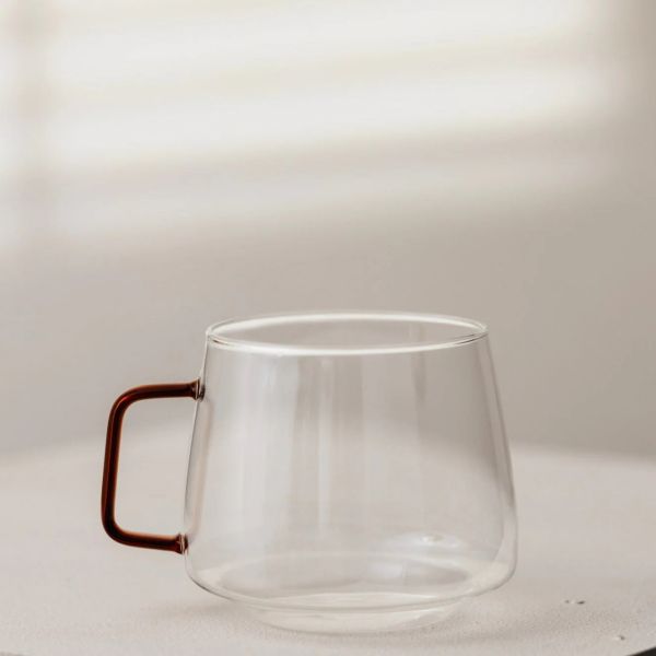 OEM Drinking Glass Tea Cup High Borosilicate Glass Mug With Fully Colored Handles