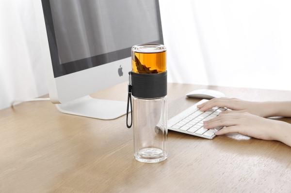 Transparent Borosilicate Double Wall Glass Tea Strainer Infuser OEM